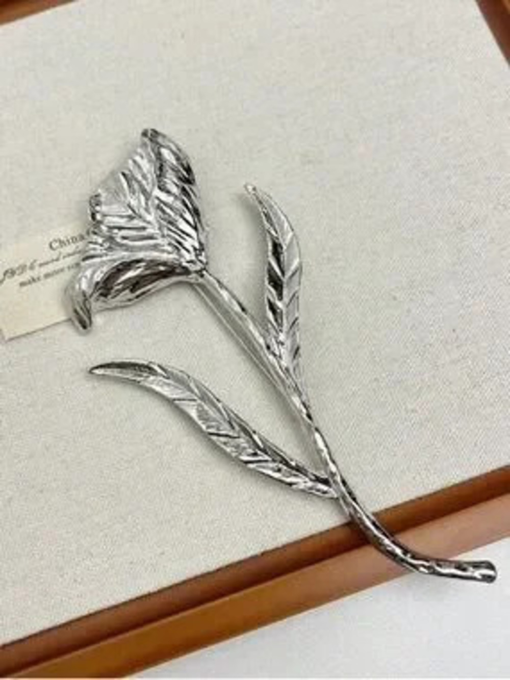 Moonlit Tulip Silver Floral Pin